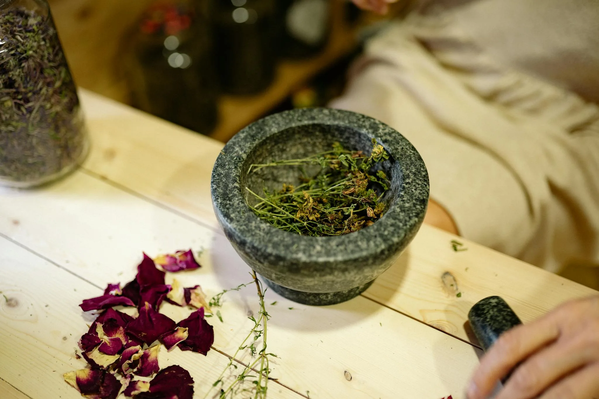herbs in a mortar