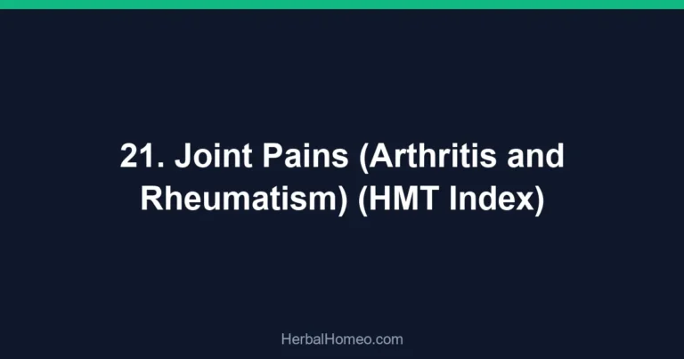 21. Joint Pains (Arthritis and Rheumatism) (HMT Index)