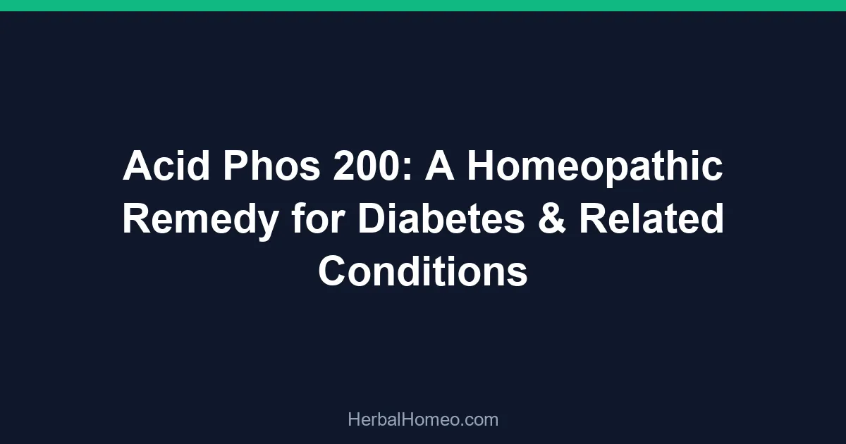 Acid Phos 200: A Homeopathic Remedy for Diabetes & Related Conditions