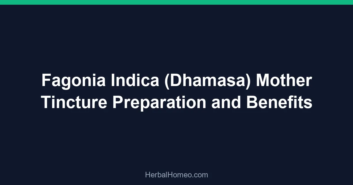 Fagonia Indica (Dhamasa) Mother Tincture Preparation and Benefits