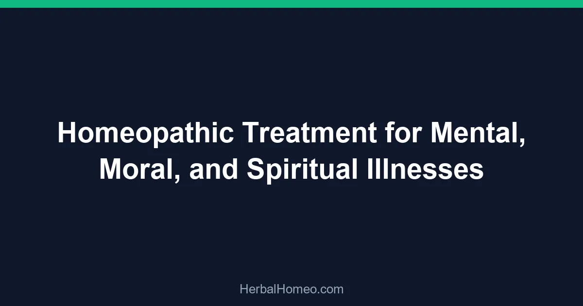 Homeopathic Treatment for Mental, Moral, and Spiritual Illnesses