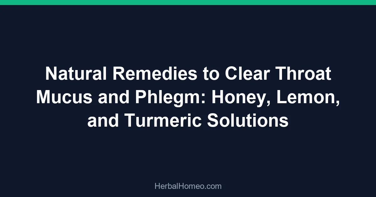 Natural Remedies to Clear Throat Mucus and Phlegm: Honey, Lemon, and Turmeric Solutions
