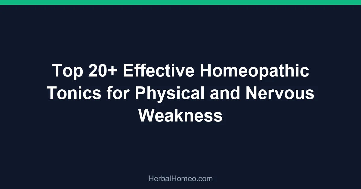 Top 20+ Effective Homeopathic Tonics for Physical and Nervous Weakness