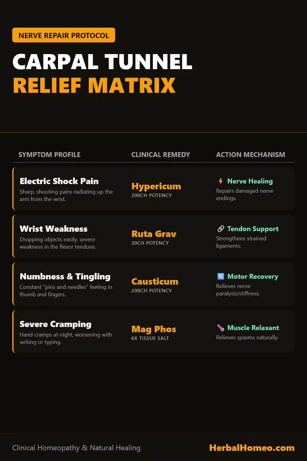 Carpal Tunnel Homeopathic Relief Matrix
