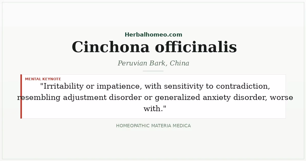 Cinchona officinalis (Peruvian Bark, China)