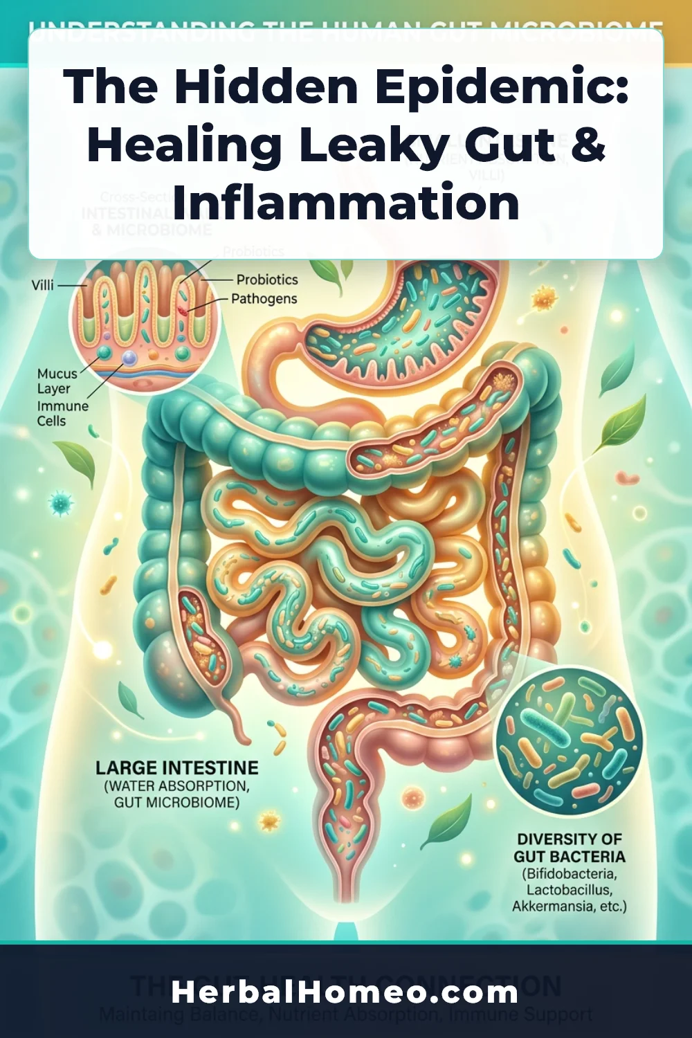 Leaky Gut Syndrome Natural Homeopathic Treatment infographic pin